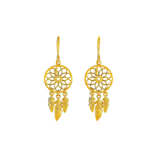 Dream Catcher Earrings in 14k Yellow Gold-0