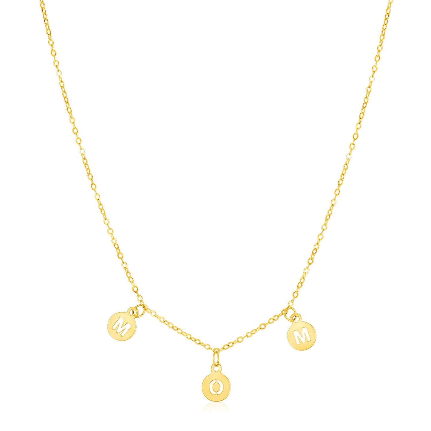 14k Yellow Gold Mom Necklace with Circle Drops-0