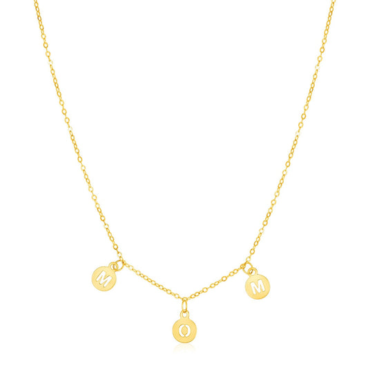 14k Yellow Gold Mom Necklace with Circle Drops-0