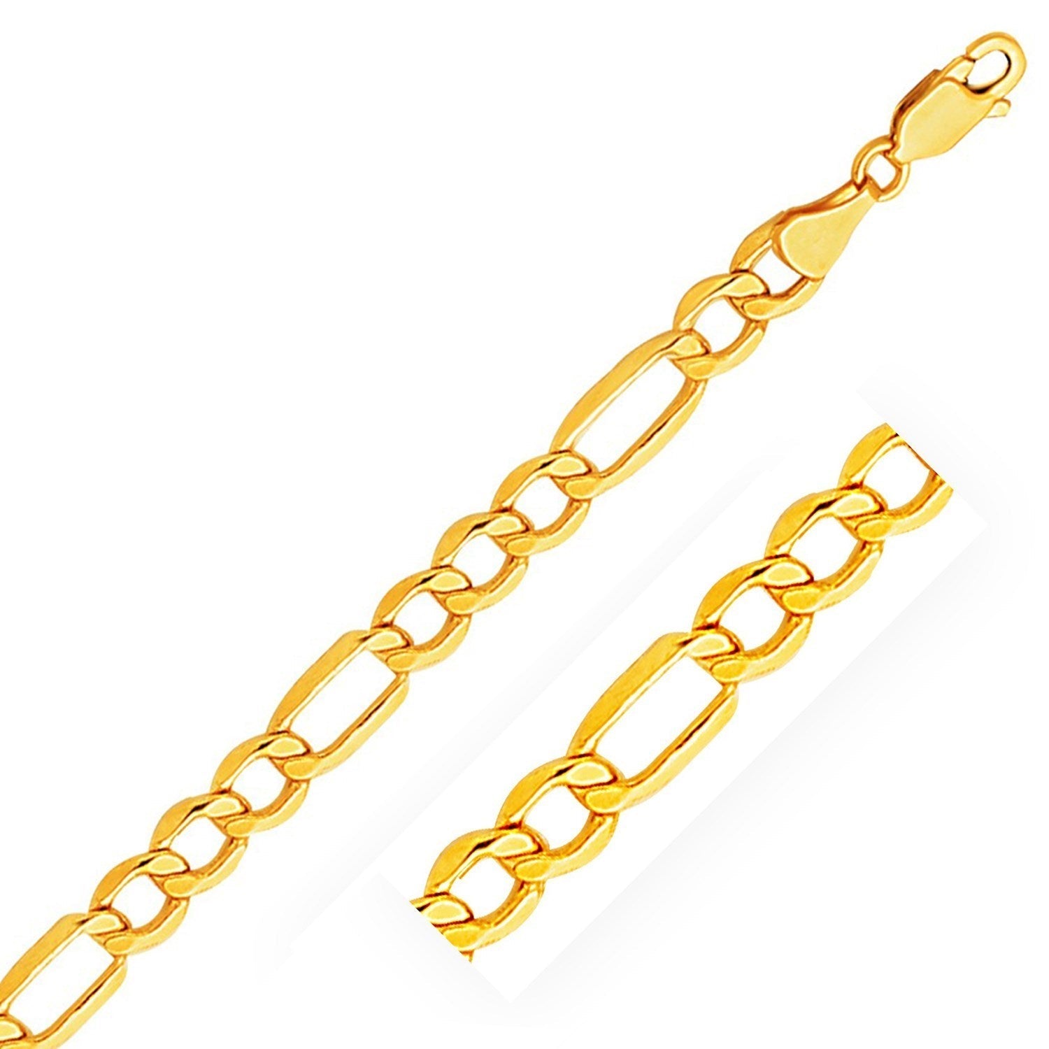 6.5mm 10k Yellow Gold Lite Figaro Bracelet-0