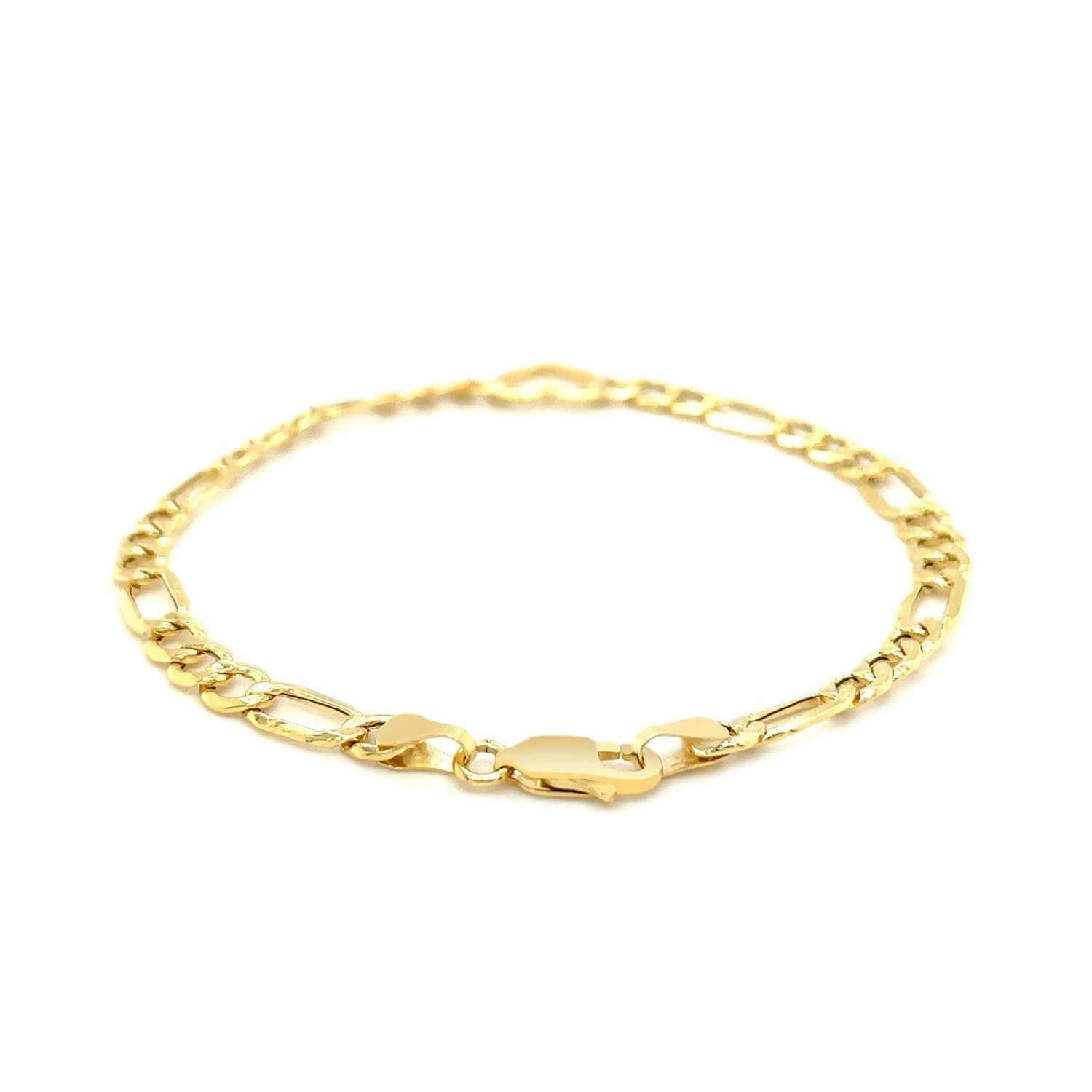 14k Yellow Gold 7 inch Figaro Chain Bracelet with Heart-2