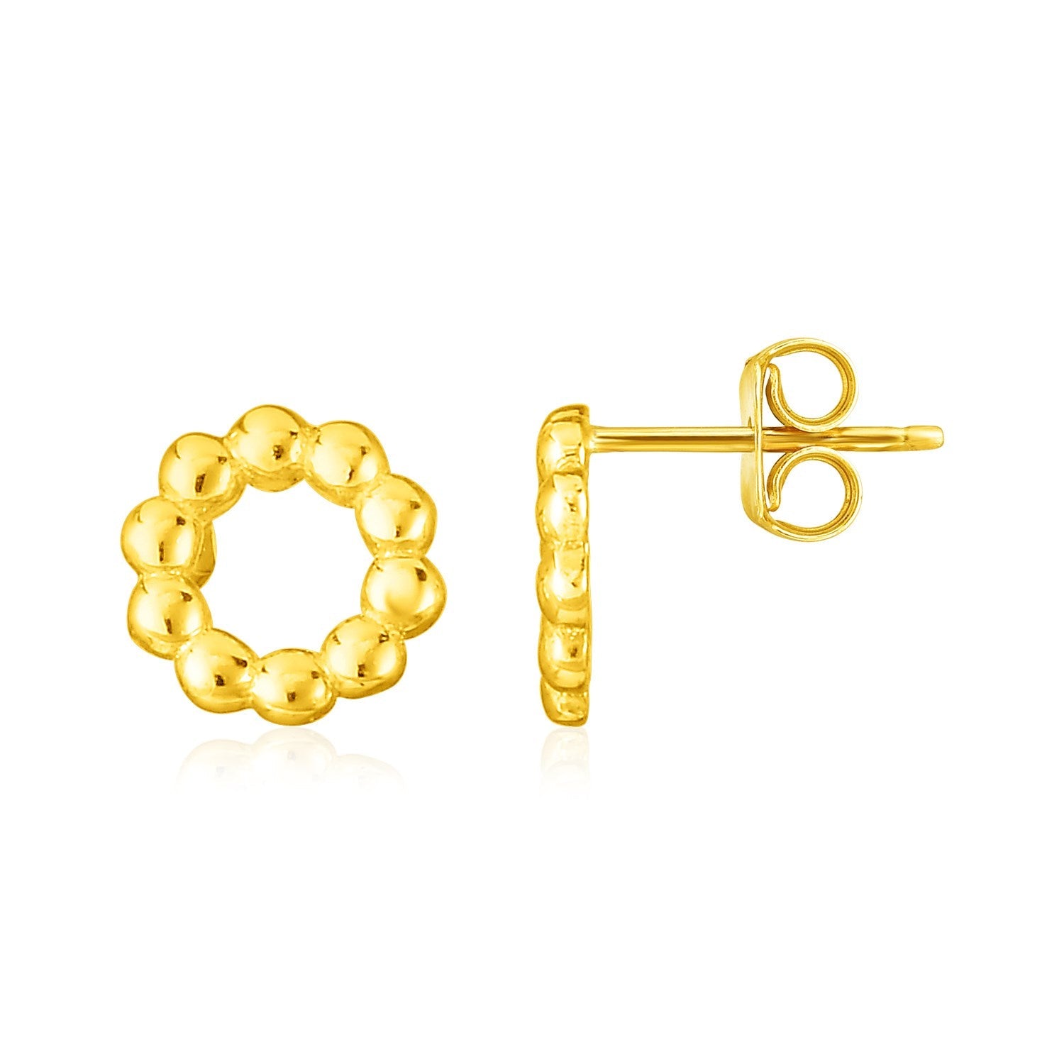 14K Yellow Gold Beaded Circle Earrings-0
