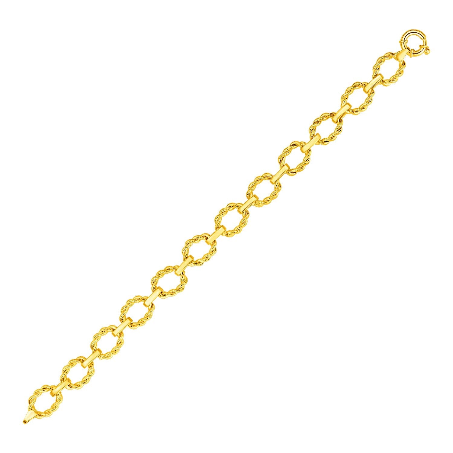 14k Yellow Gold Twisted Oval Link Bracelet-0