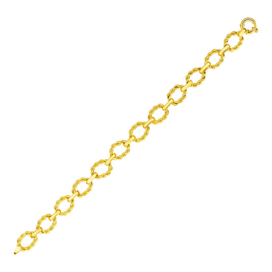 14k Yellow Gold Twisted Oval Link Bracelet-0