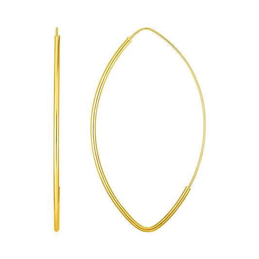 14k Yellow Gold Polished Long Marquise Motif Earrings-0