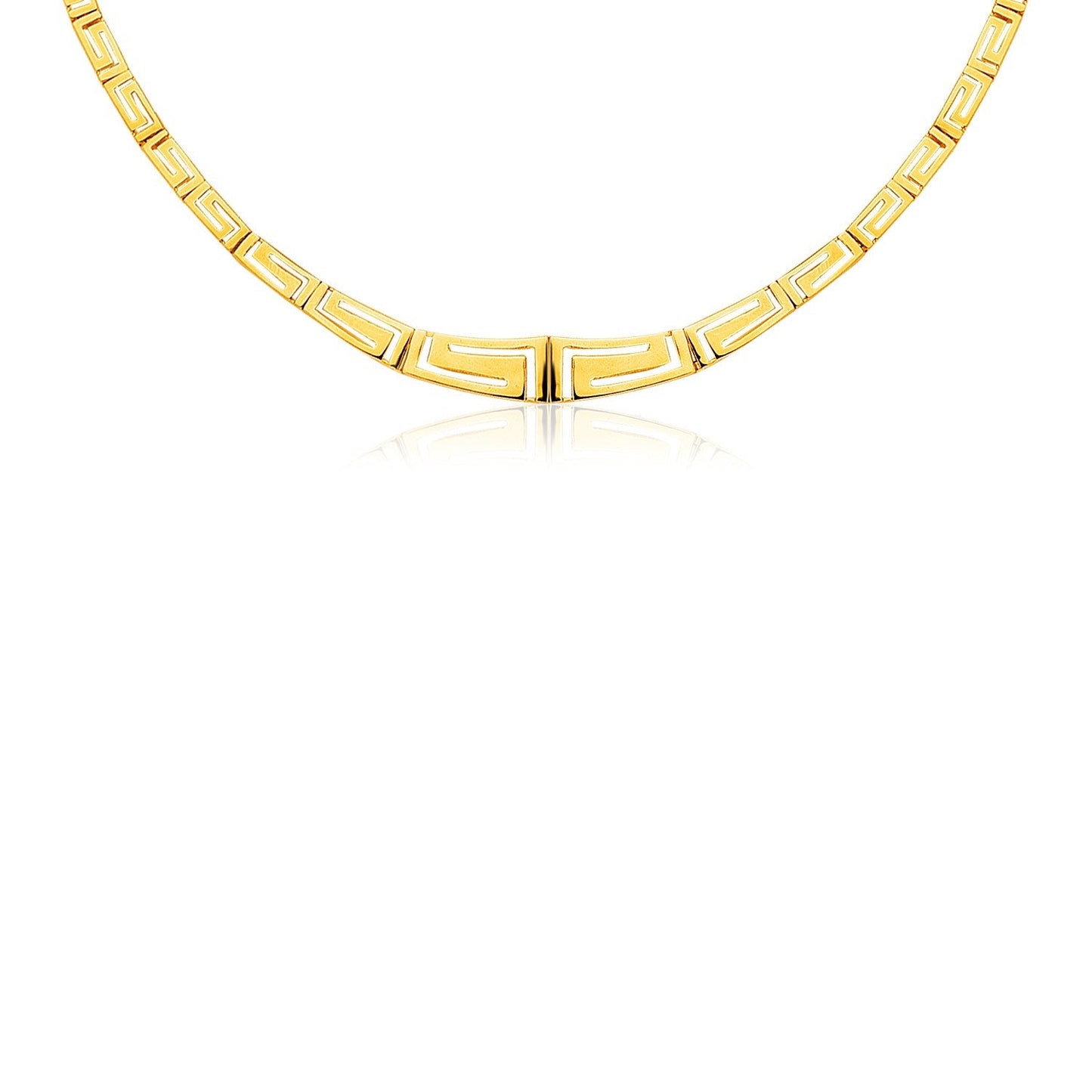 14K Yellow Gold Necklace with Graduated Greek Meander Motif Links-0