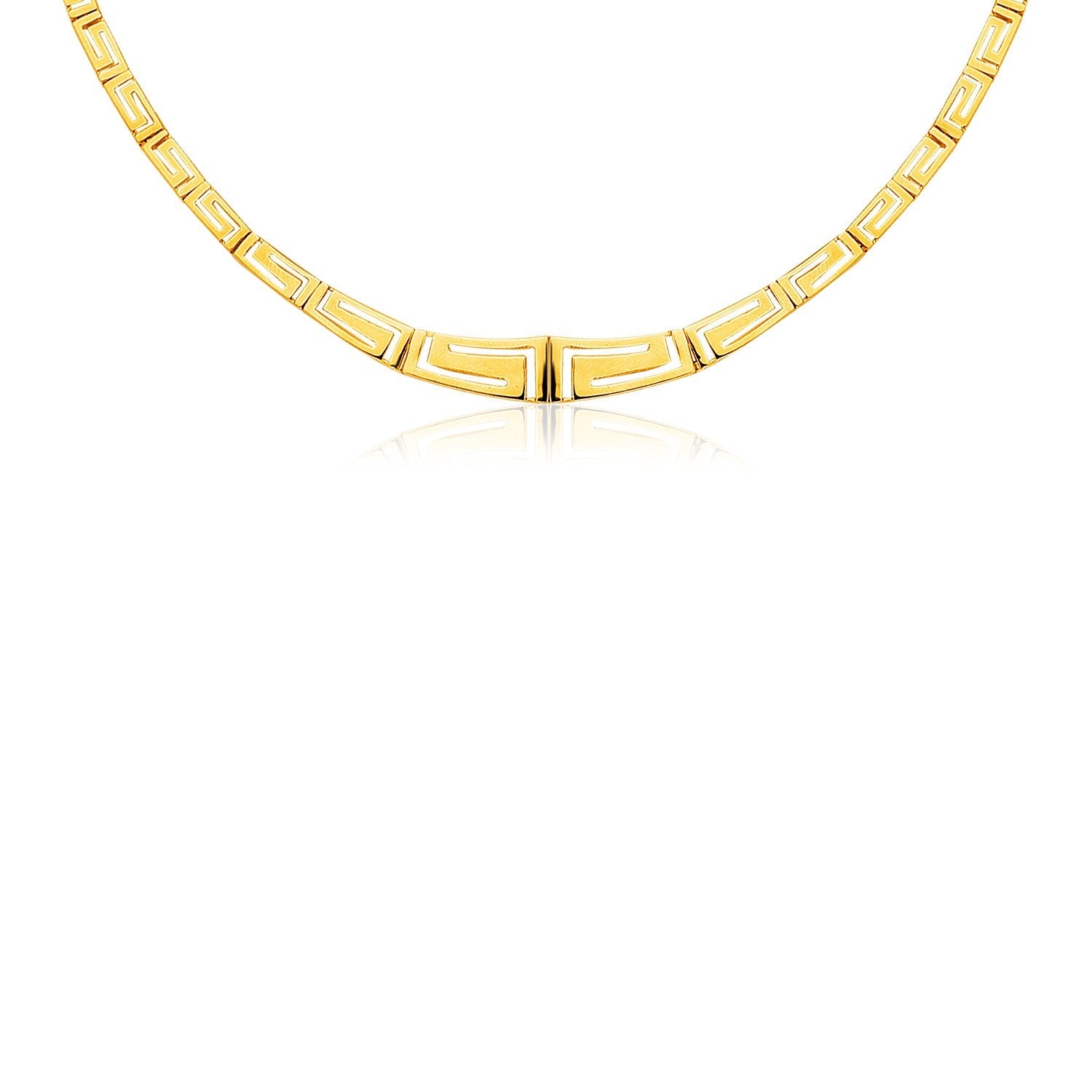 14K Yellow Gold Necklace with Graduated Greek Meander Motif Links-0