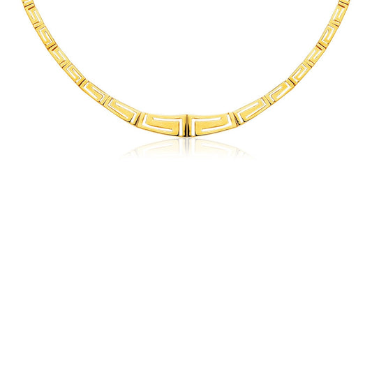 14K Yellow Gold Necklace with Graduated Greek Meander Motif Links-0