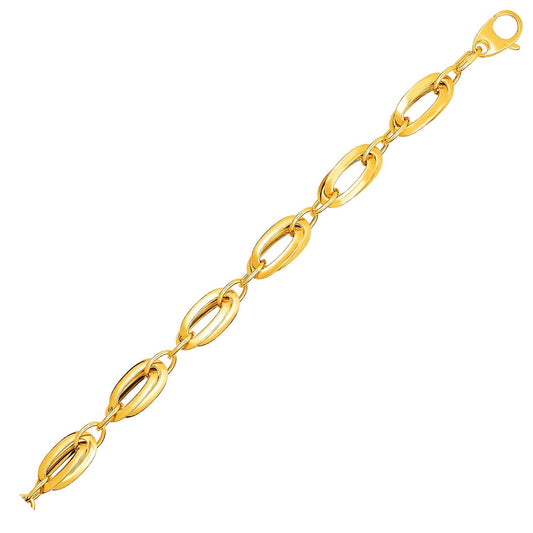 14k Yellow Gold Bracelet with Long Double Oval Links-0