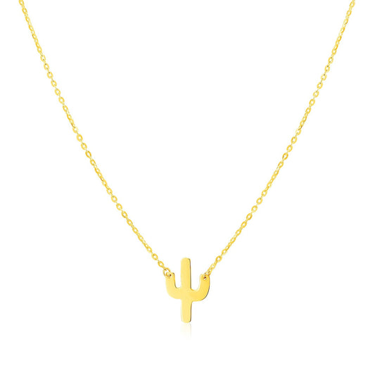 14K Yellow Gold Necklace with Cactus-0