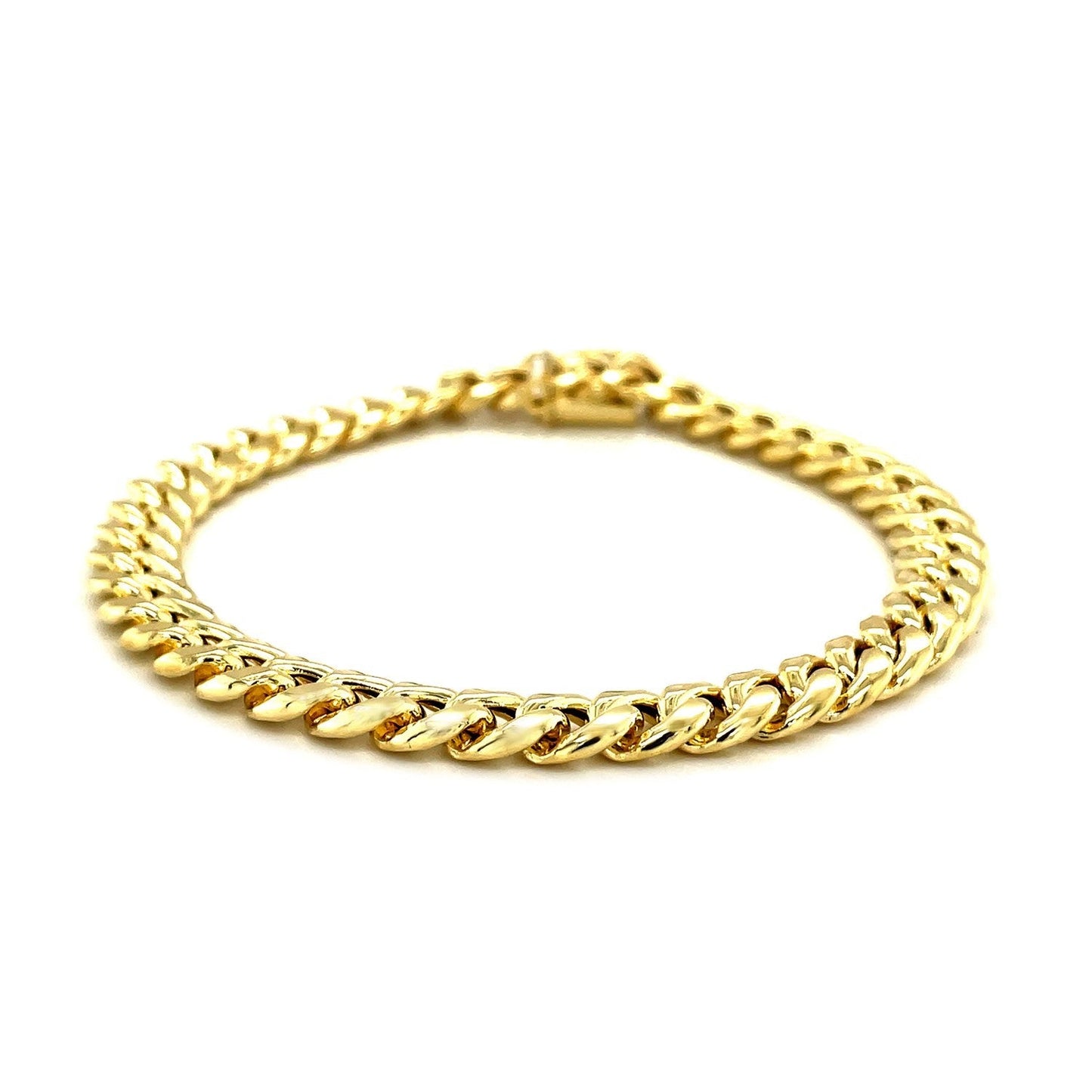 7.2mm 10k Yellow Gold Semi Solid Miami Cuban Bracelet-1