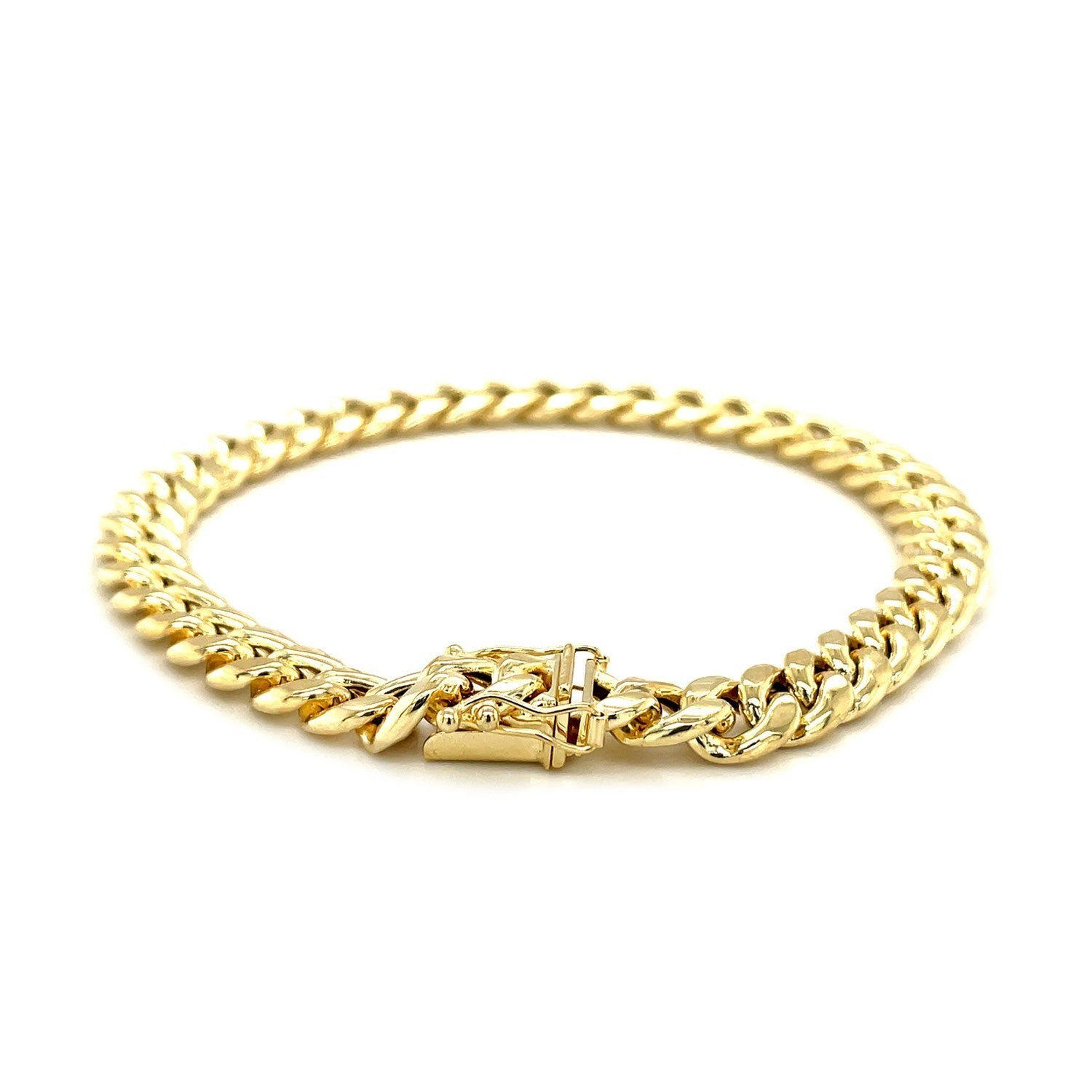 7.2mm 10k Yellow Gold Semi Solid Miami Cuban Bracelet-2