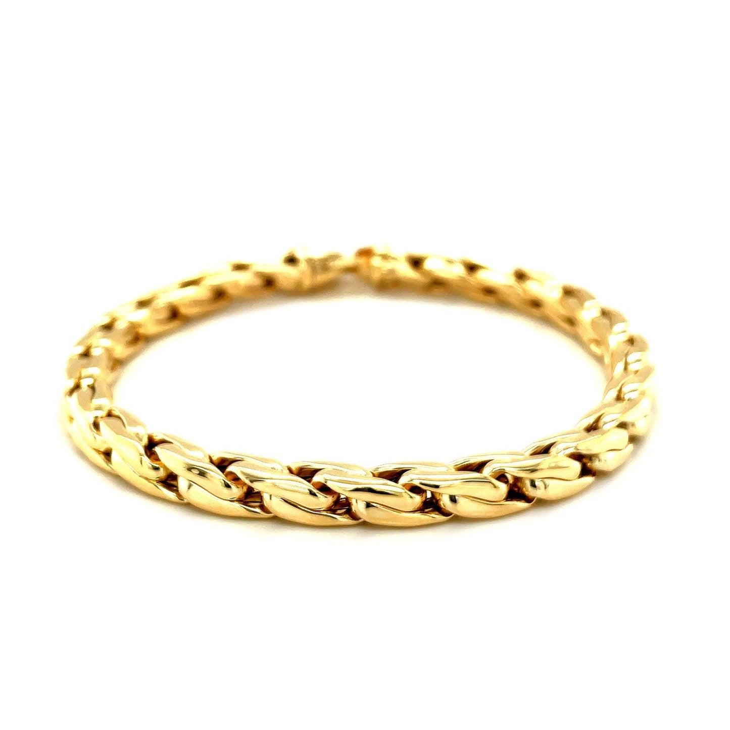 14k Yellow Gold 8 1/2 inch Mens Polished Narrow Rounded Link Bracelet-1
