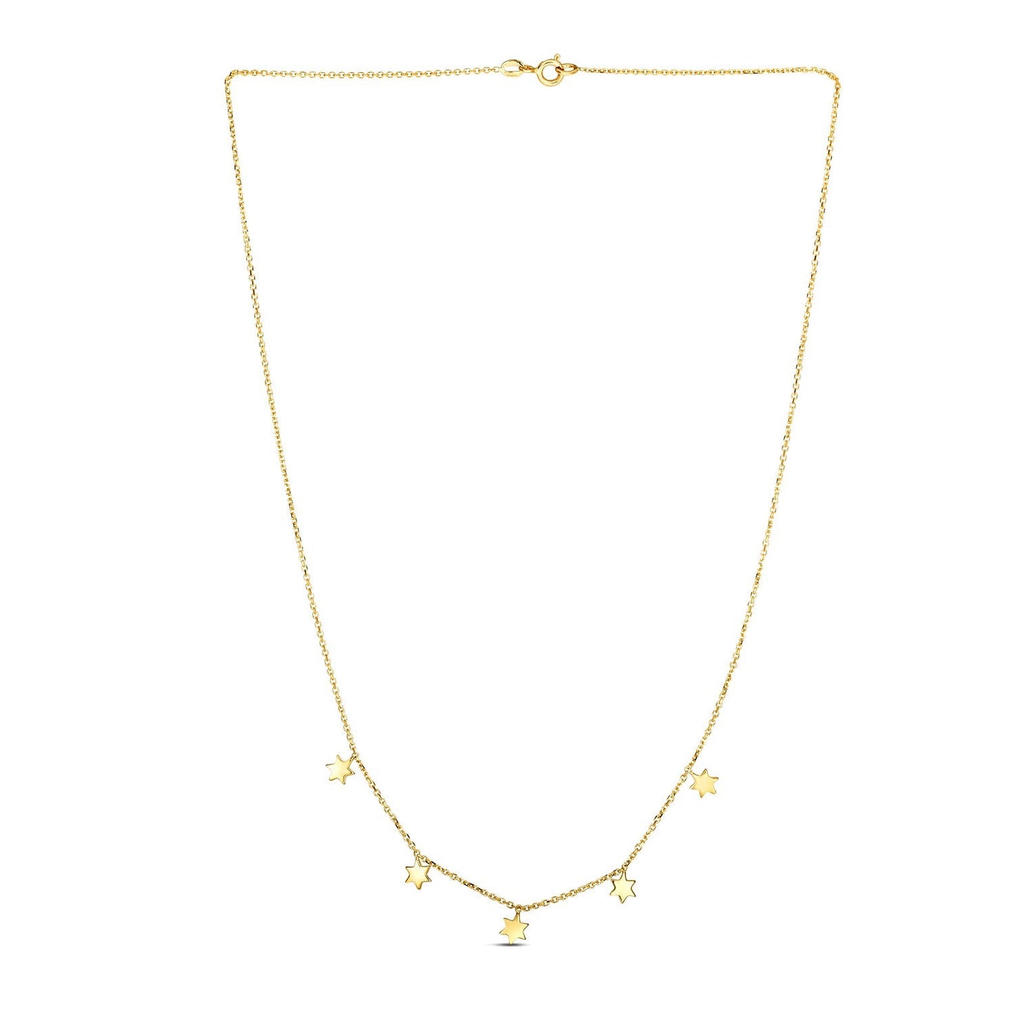 14k Yellow Gold Necklace with Six Pointed Stars-1