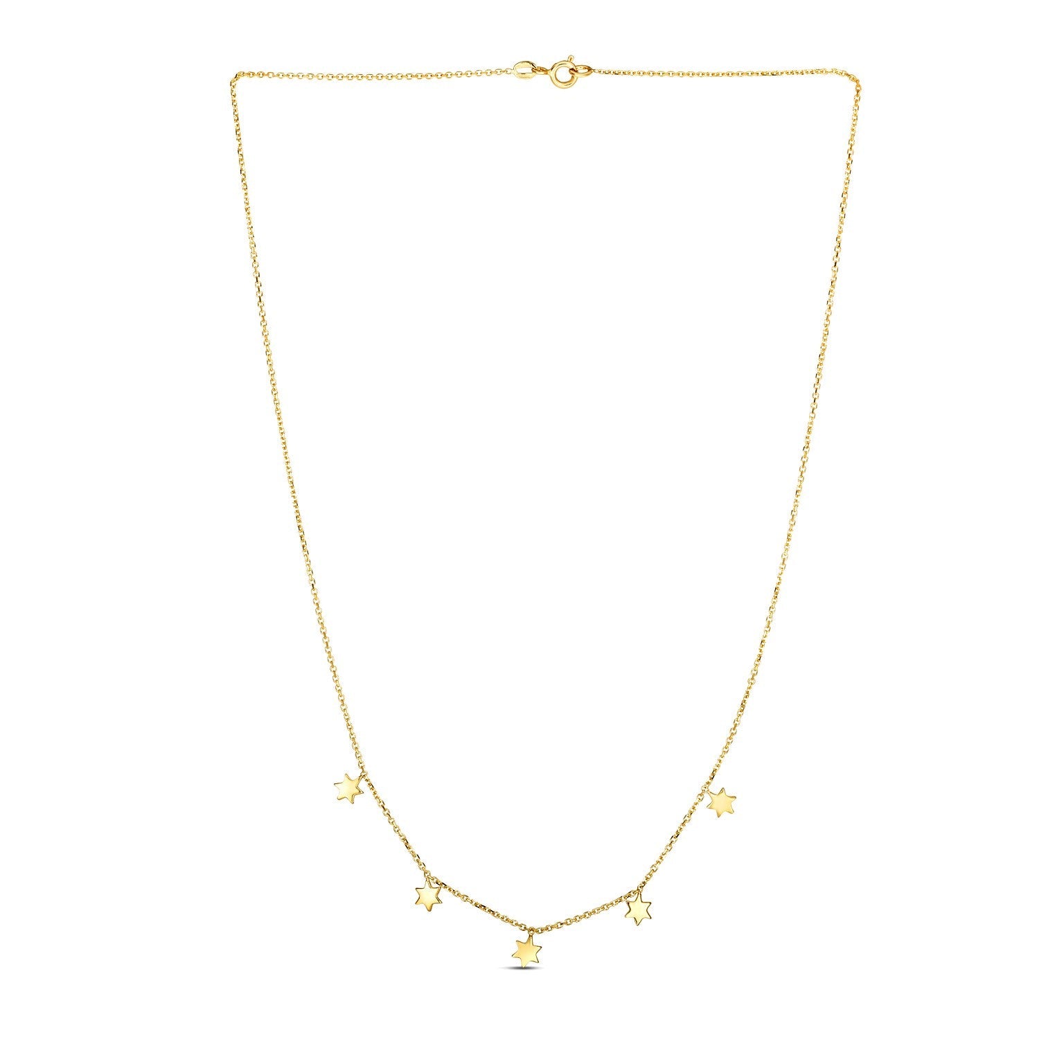 14k Yellow Gold Necklace with Six Pointed Stars-1