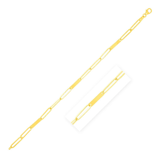 14k Yellow Gold 7 inch Alternating Paperclip Chain Link and Gold Bar Bracelet-0