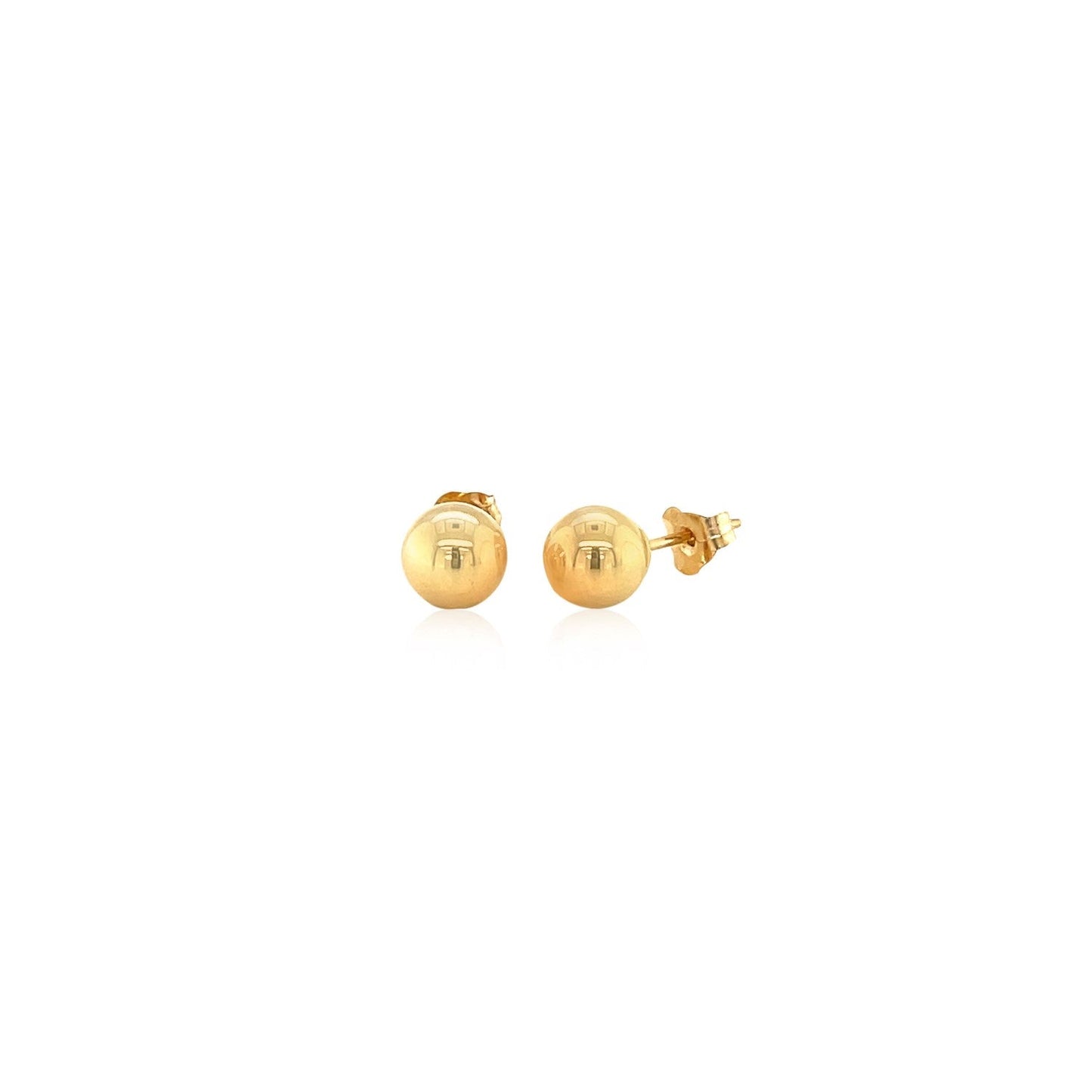 14k Yellow Gold Round Stud Earrings (6.0 mm)-1
