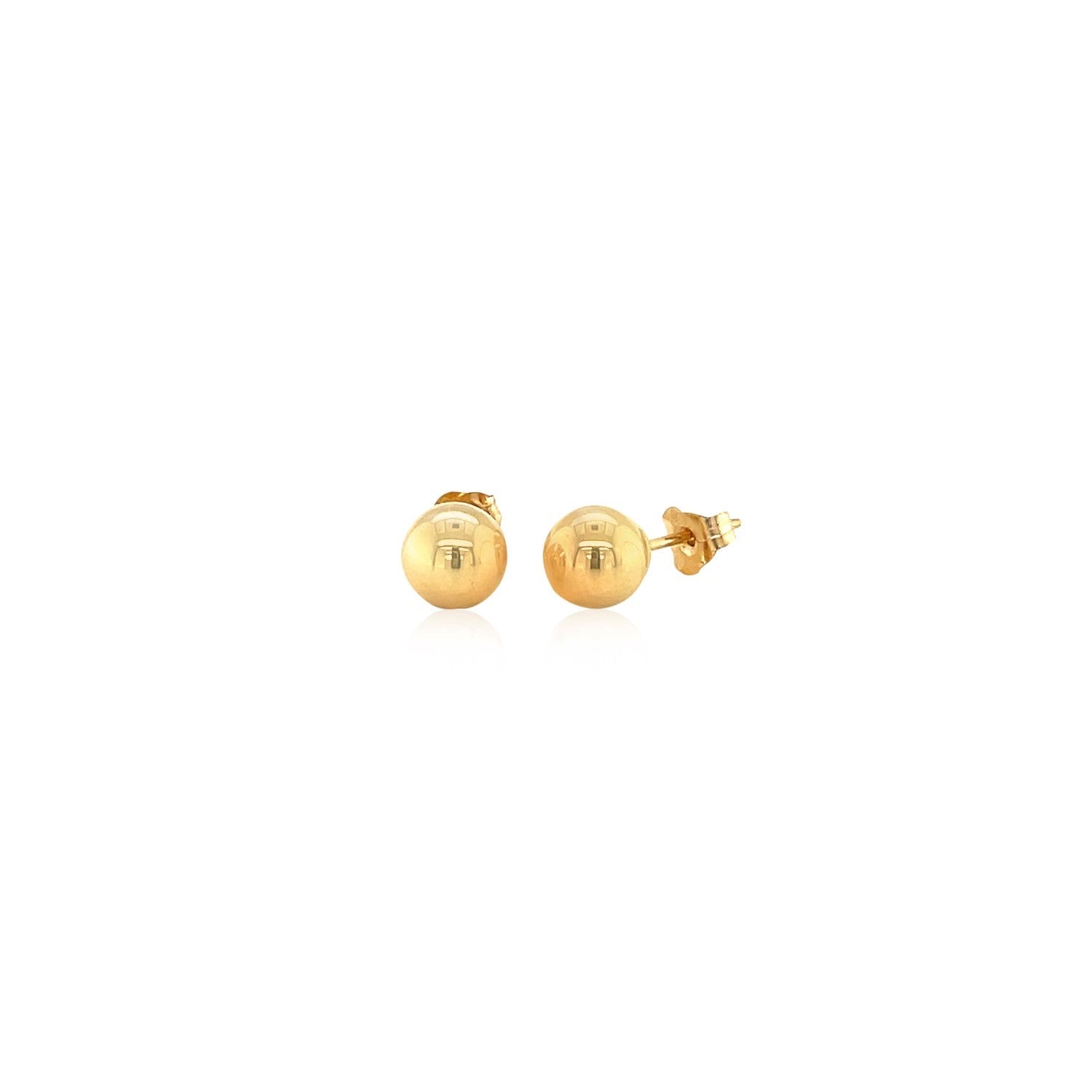 14k Yellow Gold Round Stud Earrings (6.0 mm)-1