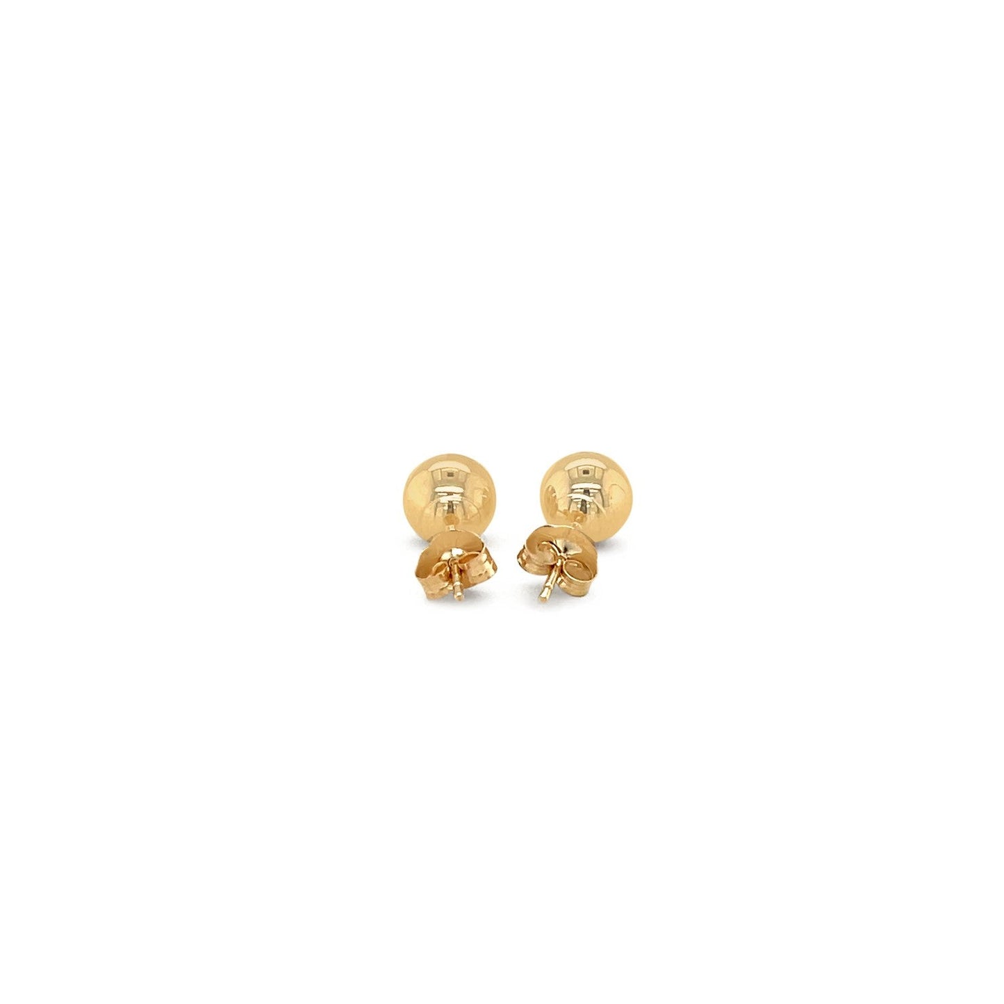 14k Yellow Gold Round Stud Earrings (6.0 mm)-2