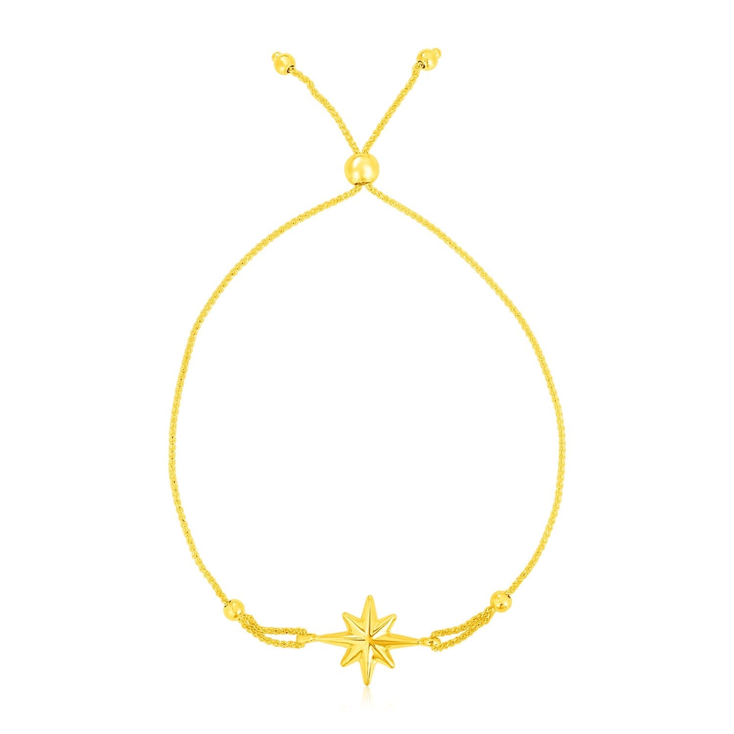 14k Yellow Gold Adjustable Bracelet with Star-0