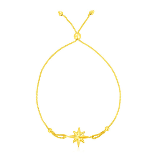 14k Yellow Gold Adjustable Bracelet with Star-0