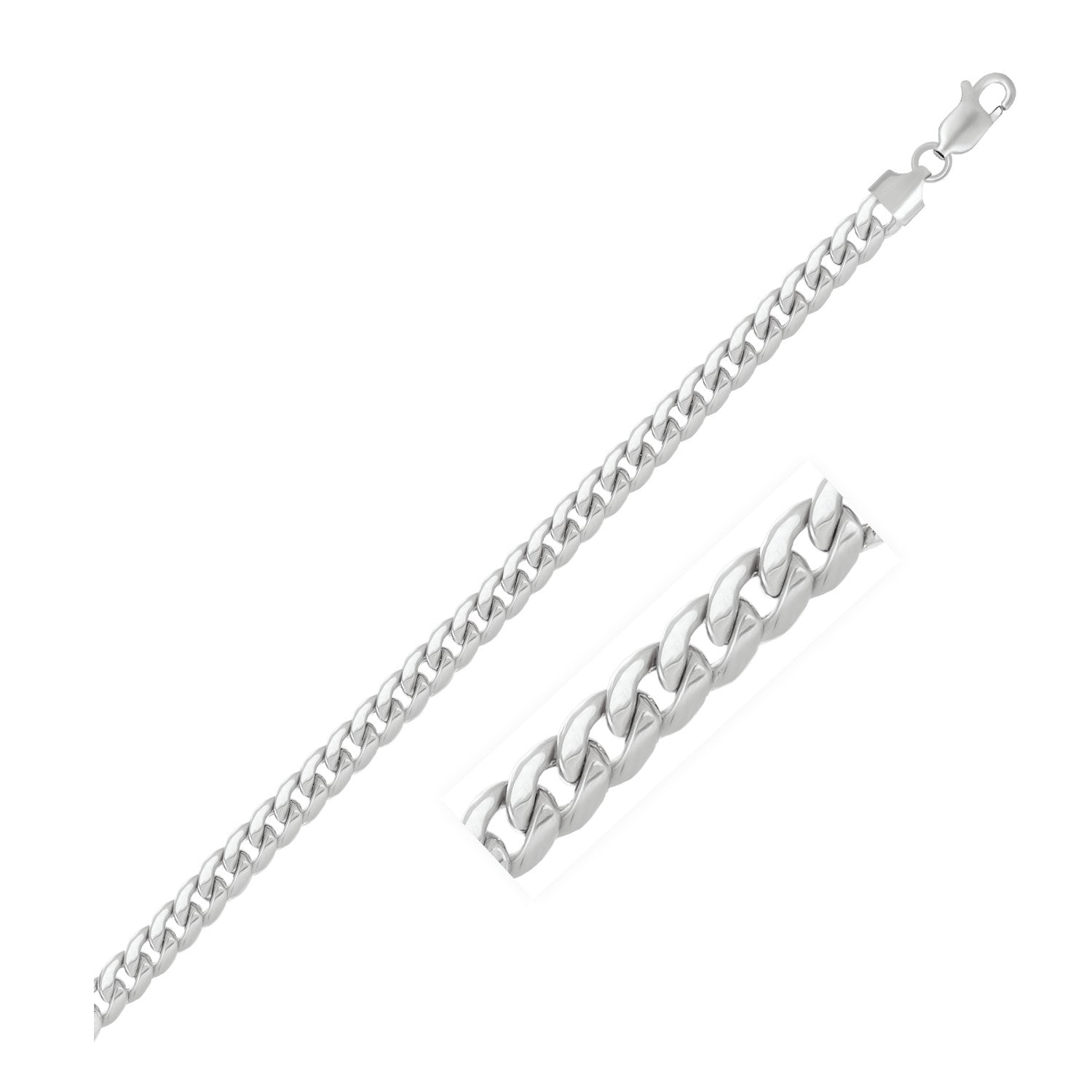 5.5mm 14k White Gold Miami Cuban Semi Solid Bracelet-0