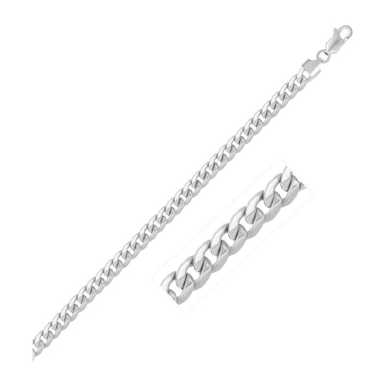 5.5mm 14k White Gold Miami Cuban Semi Solid Bracelet-0