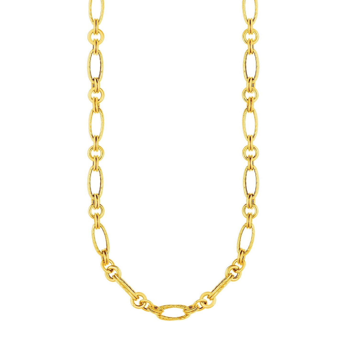 14k Yellow Gold Twisted and Polished Link Necklace-0
