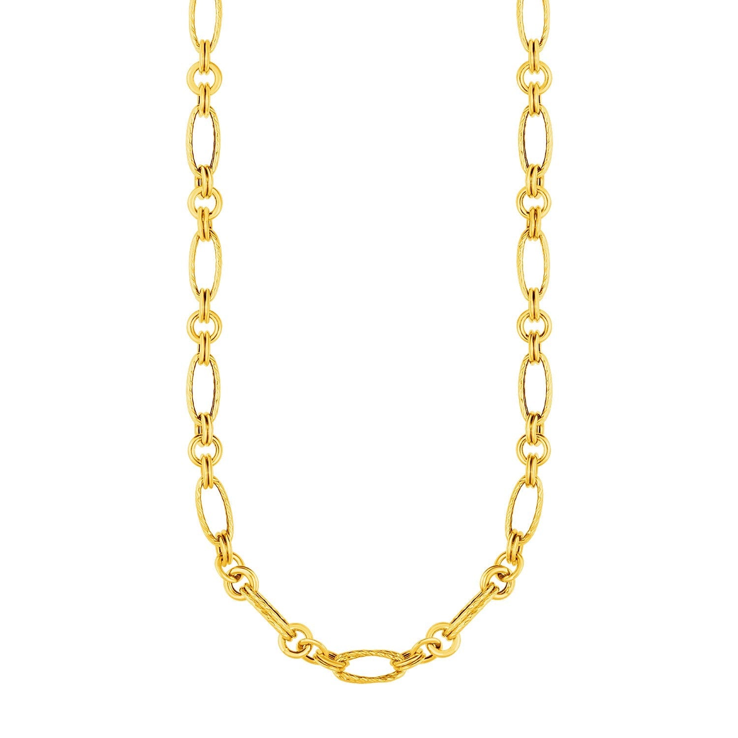 14k Yellow Gold Twisted and Polished Link Necklace-0