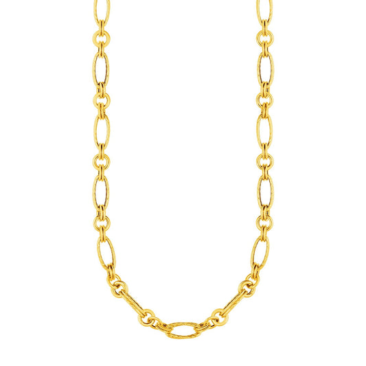 14k Yellow Gold Twisted and Polished Link Necklace-0