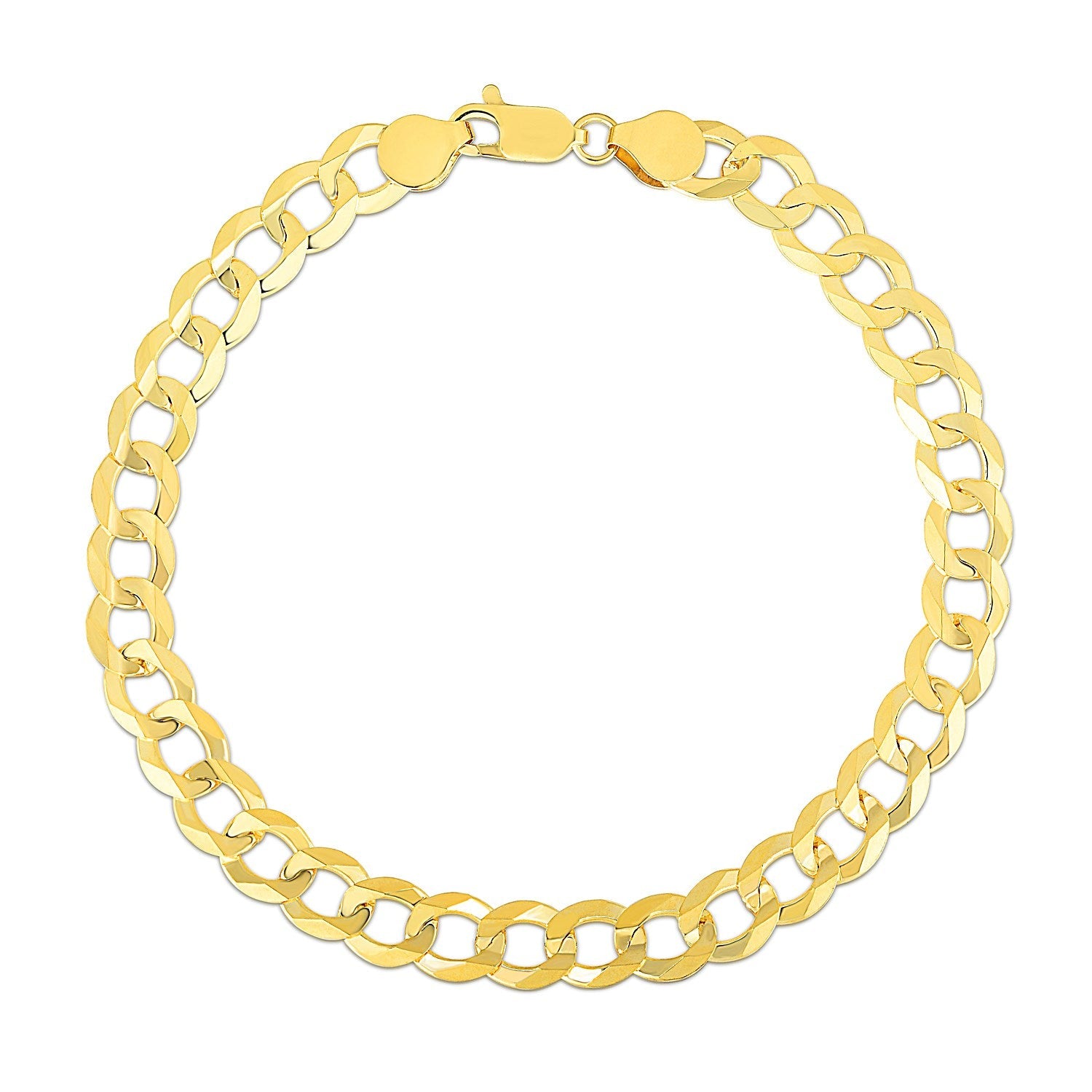 7.0mm 10k Yellow Gold Curb Bracelet-1