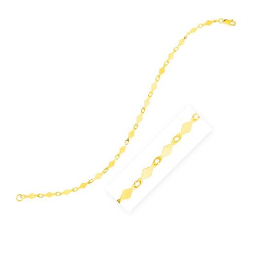14K Yellow Gold Polished Diamond Motif Chain Bracelet-0