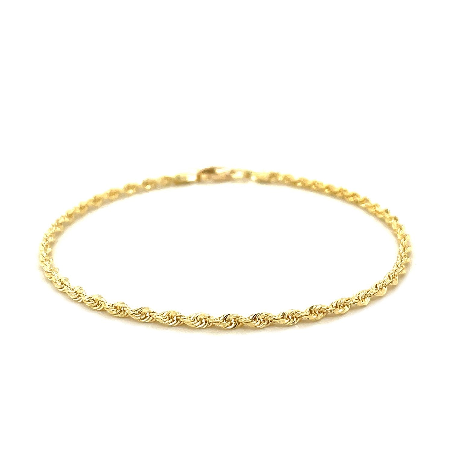 2.5mm 10k Yellow Gold Solid Diamond Cut Rope Bracelet-1