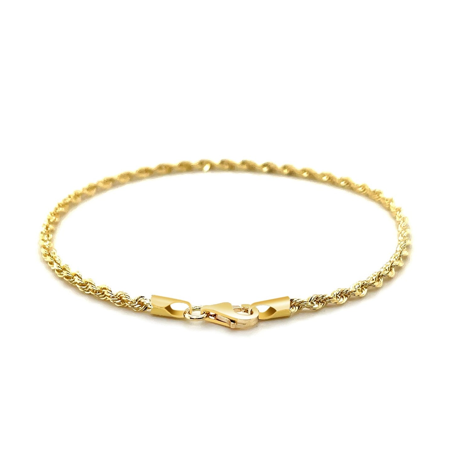 2.5mm 10k Yellow Gold Solid Diamond Cut Rope Bracelet-2