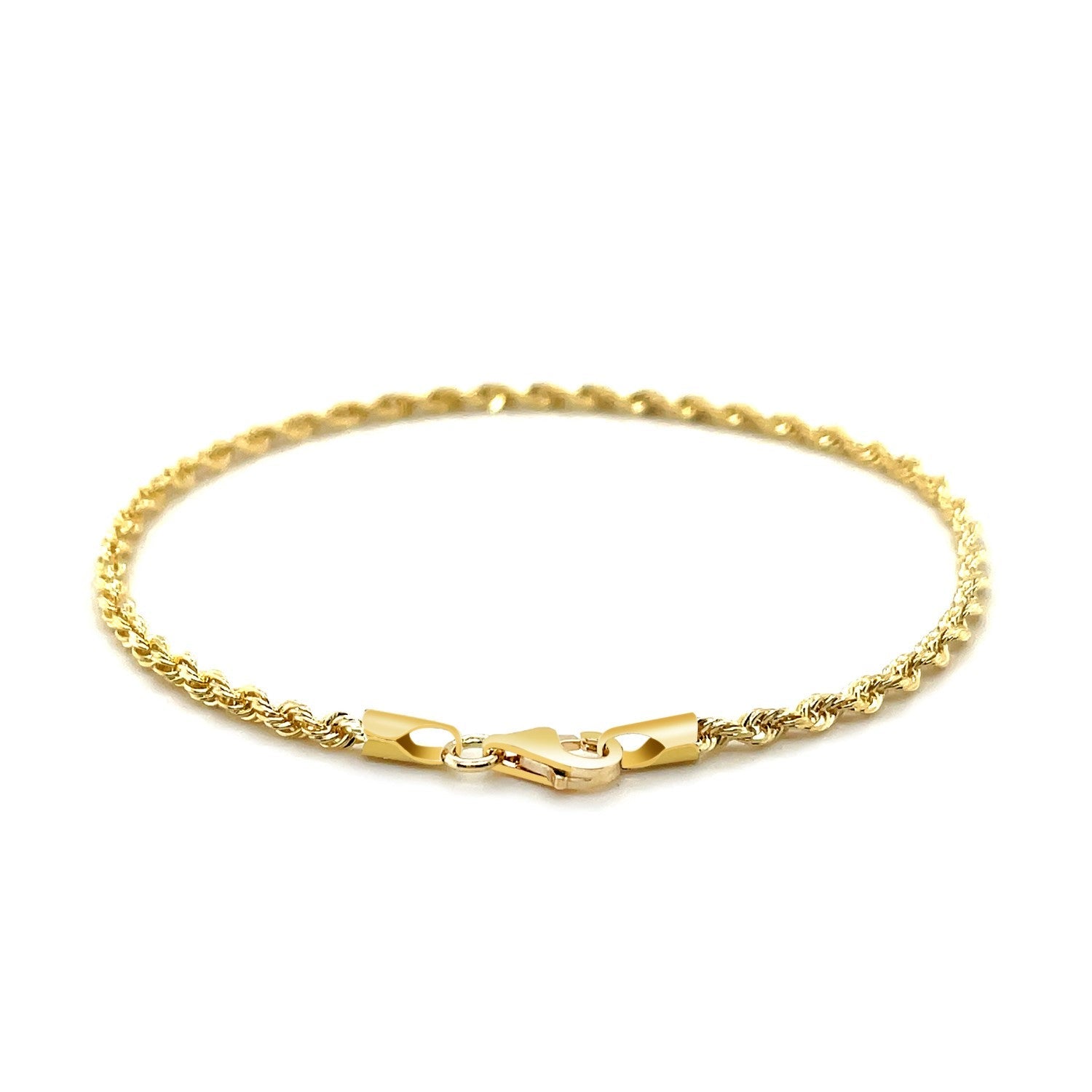 2.5mm 10k Yellow Gold Solid Diamond Cut Rope Bracelet-2