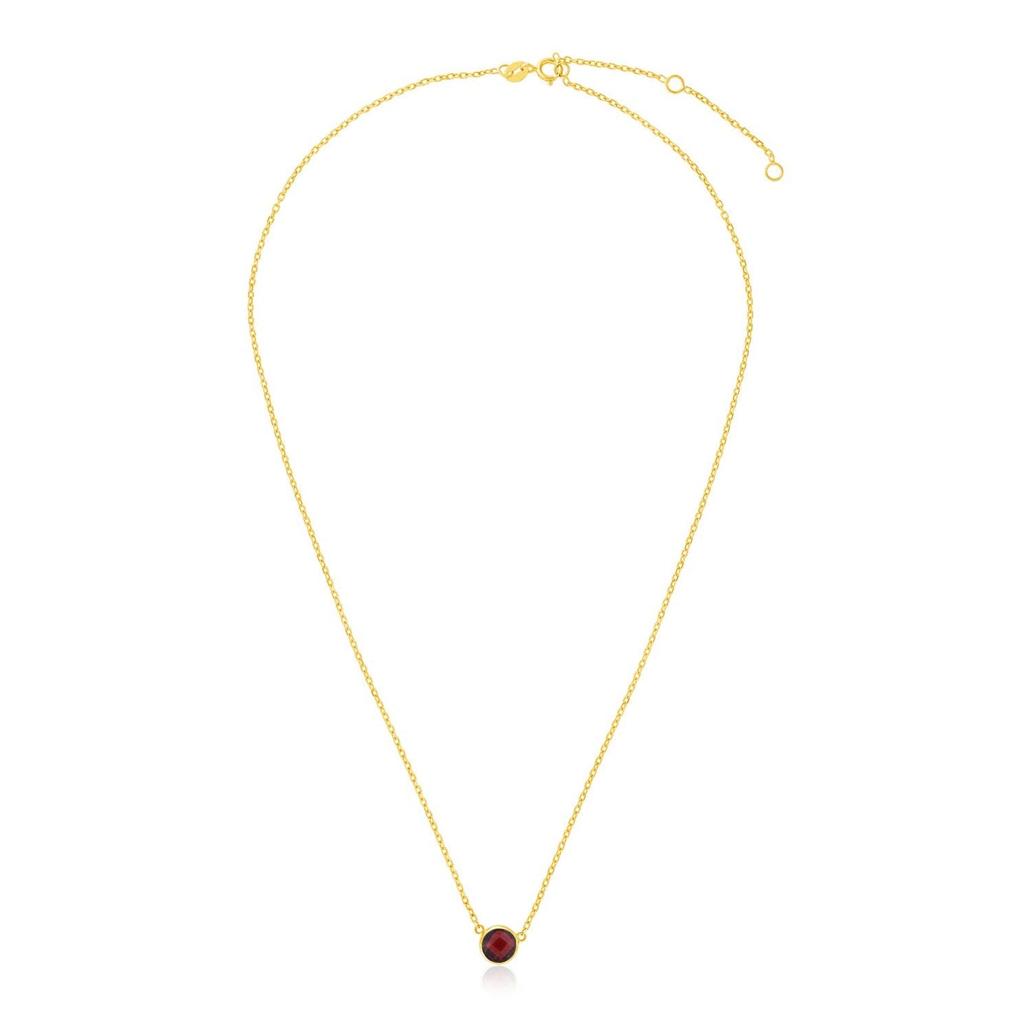 14k Yellow Gold 17 inch Necklace with Round Garnet-0
