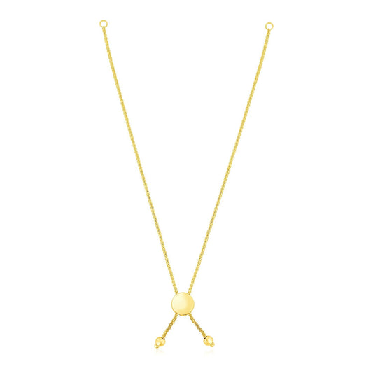 14k Yellow Gold 8 inch Adjustable Friendship Bracelet Chain with Disc Slide-0