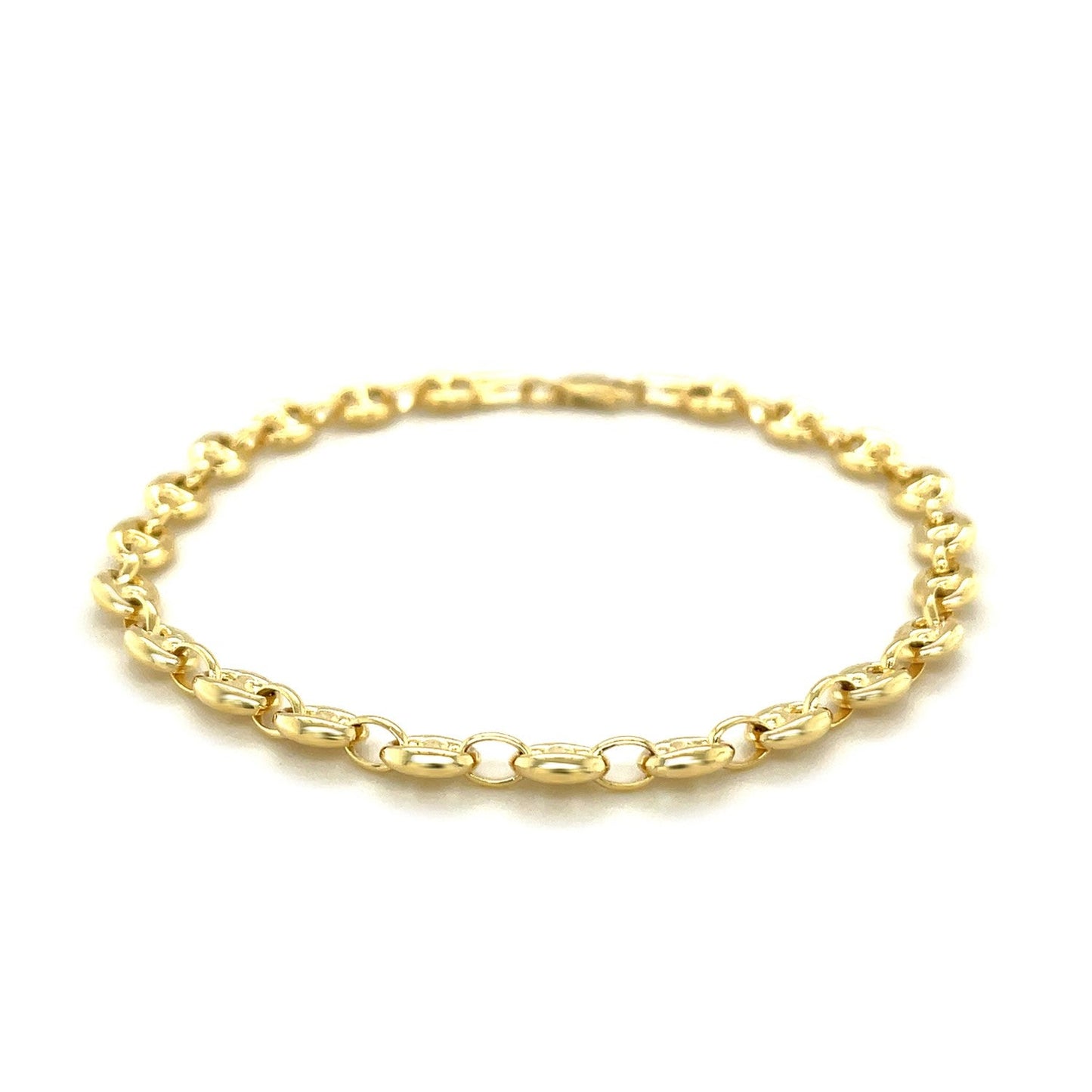 4.7mm 14k Yellow Gold Puffed Mariner Anklet-1