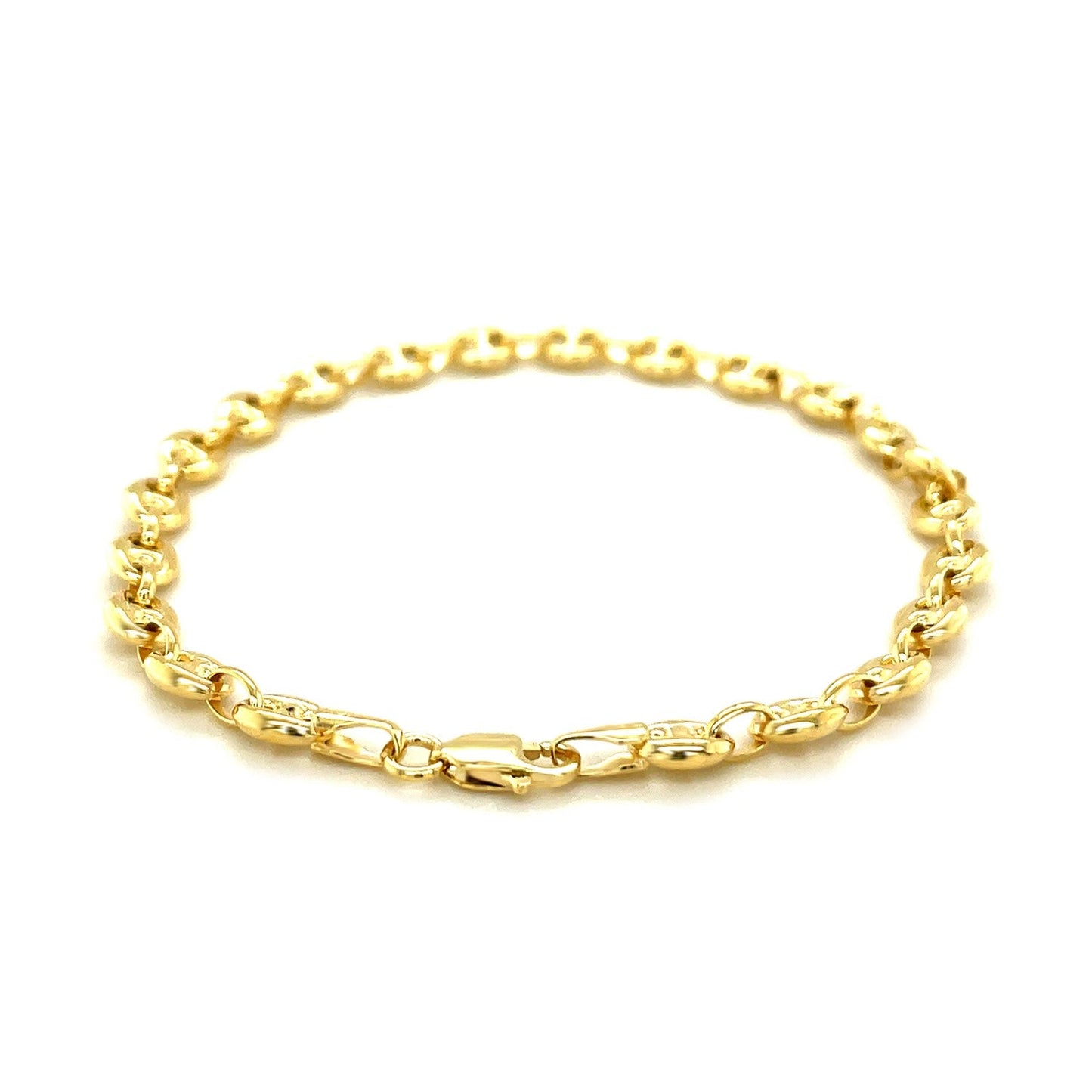 4.7mm 14k Yellow Gold Puffed Mariner Anklet-2
