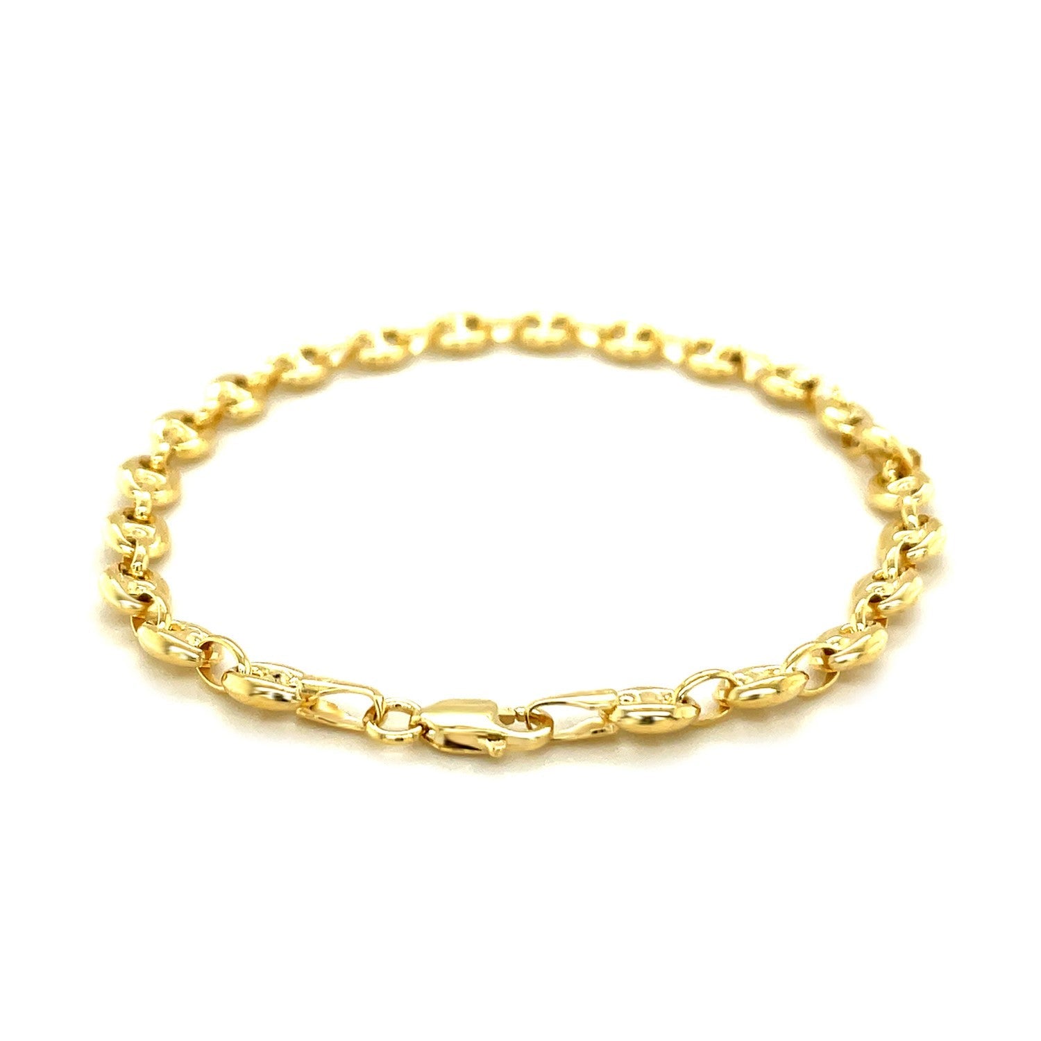 4.7mm 14k Yellow Gold Puffed Mariner Anklet-2