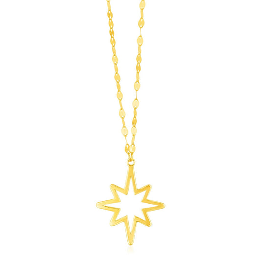 14k Yellow Gold Necklace with North Star Pendant-0
