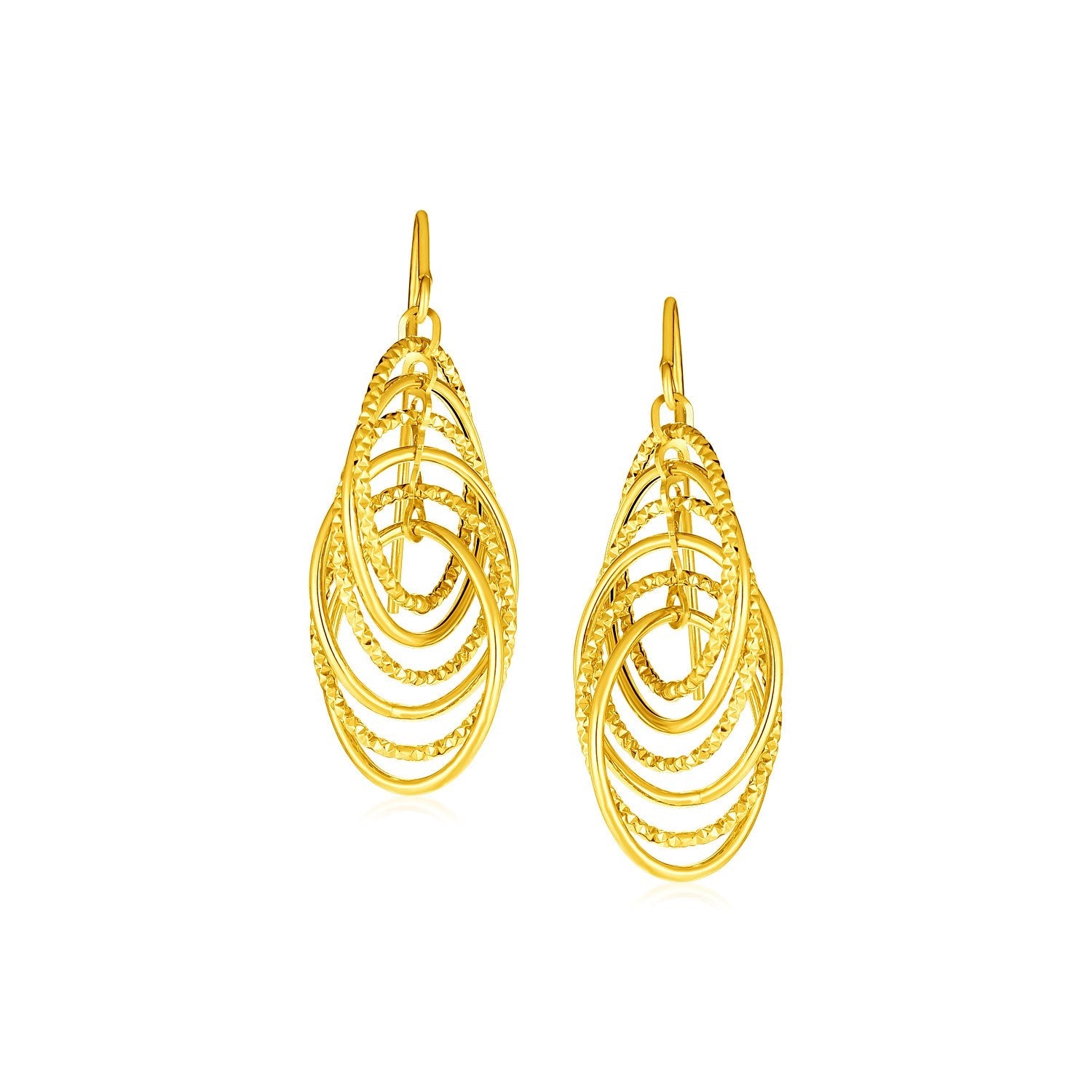 14k Yellow Gold Post Earrings with Graduated Spiral Dangles-0