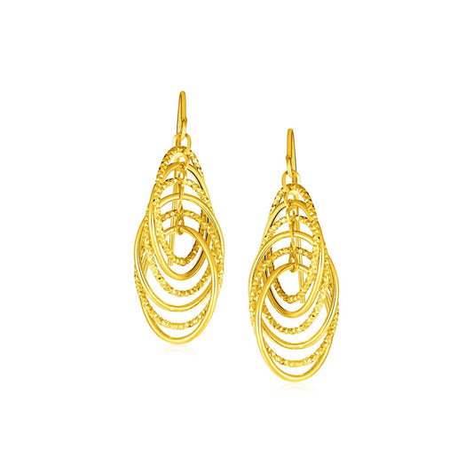 14k Yellow Gold Post Earrings with Graduated Spiral Dangles-0