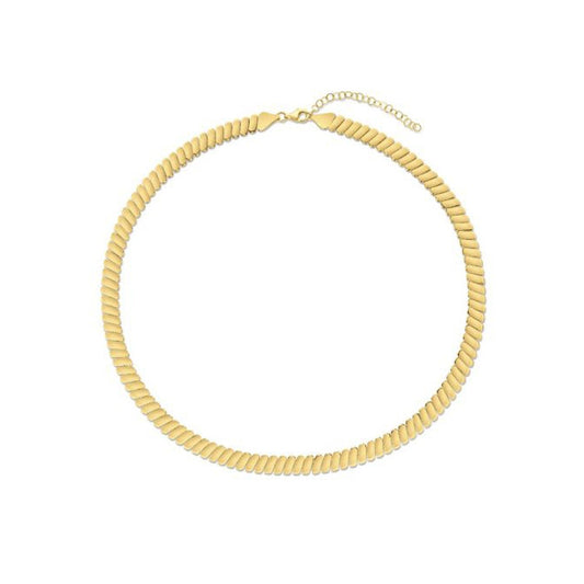 14k Yellow Gold Rib Link Necklace-0