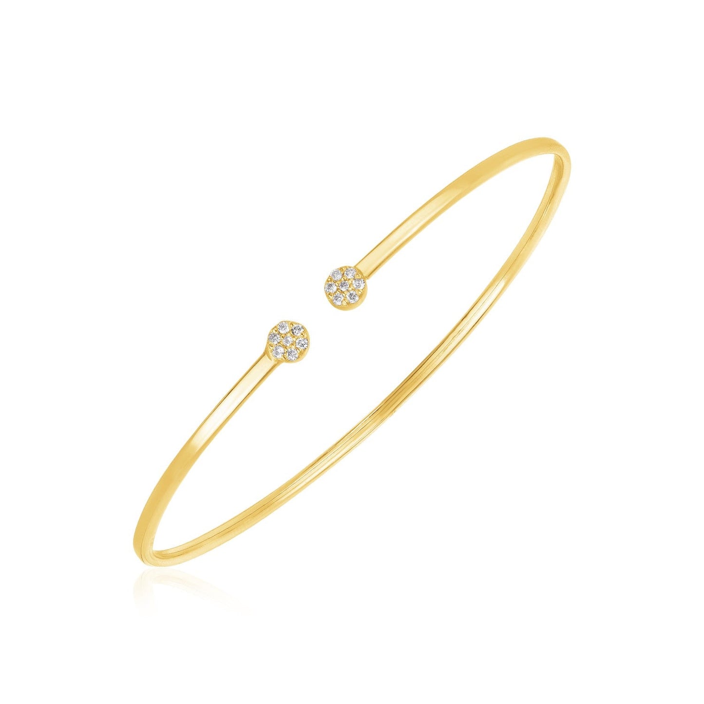 14k Yellow Gold High Polish Diamond Cluster Bangle (2mm)-0