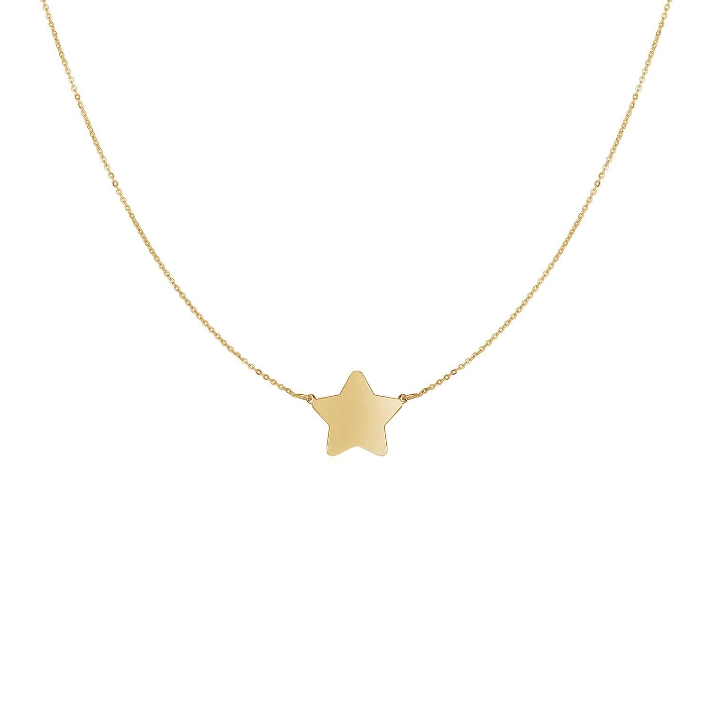 14k Yellow Gold Necklace with Five Pointed Star-0