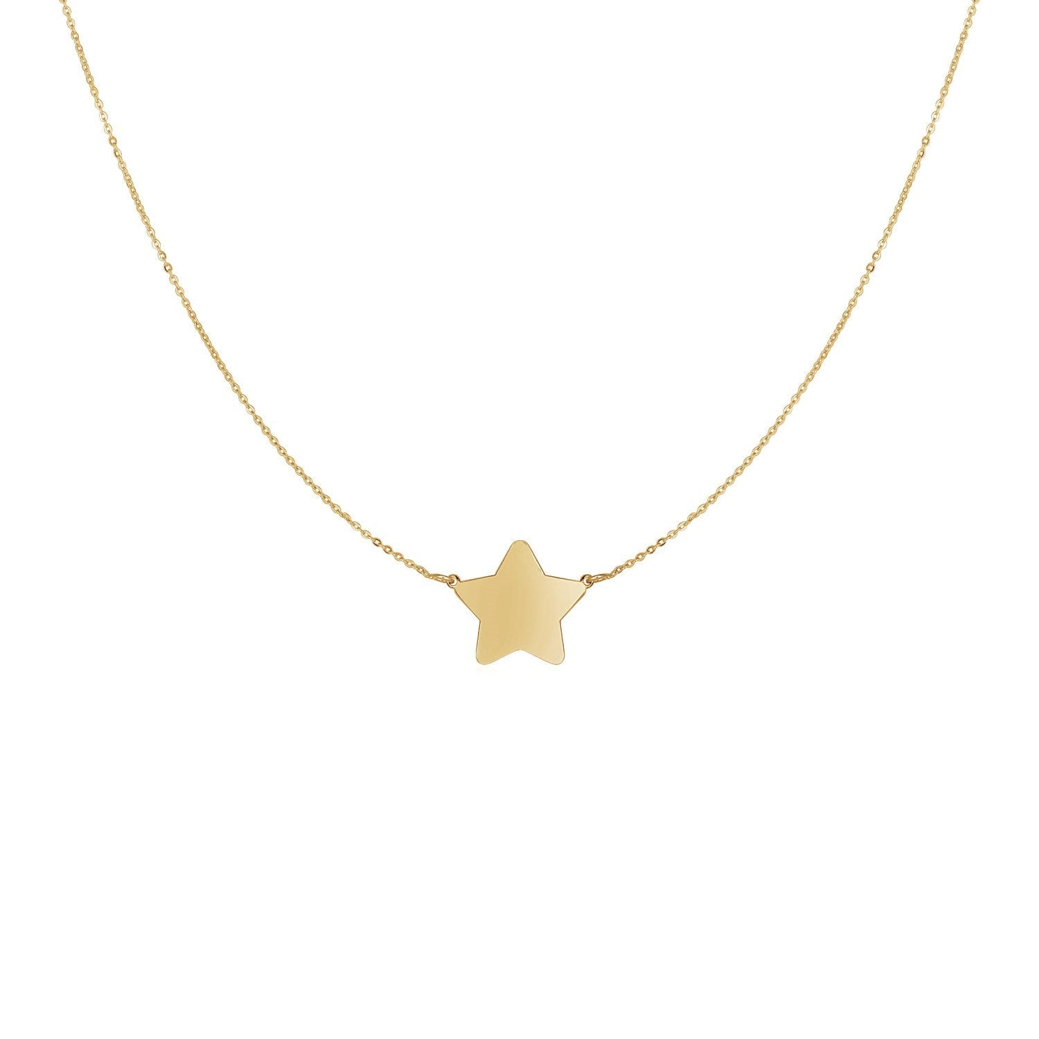 14k Yellow Gold Necklace with Five Pointed Star-0