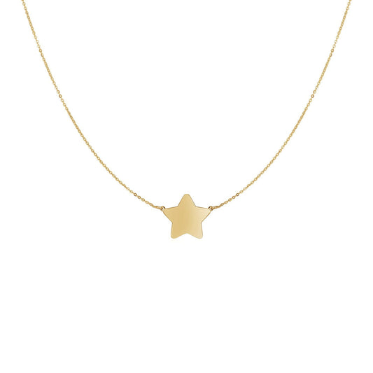 14k Yellow Gold Necklace with Five Pointed Star-0