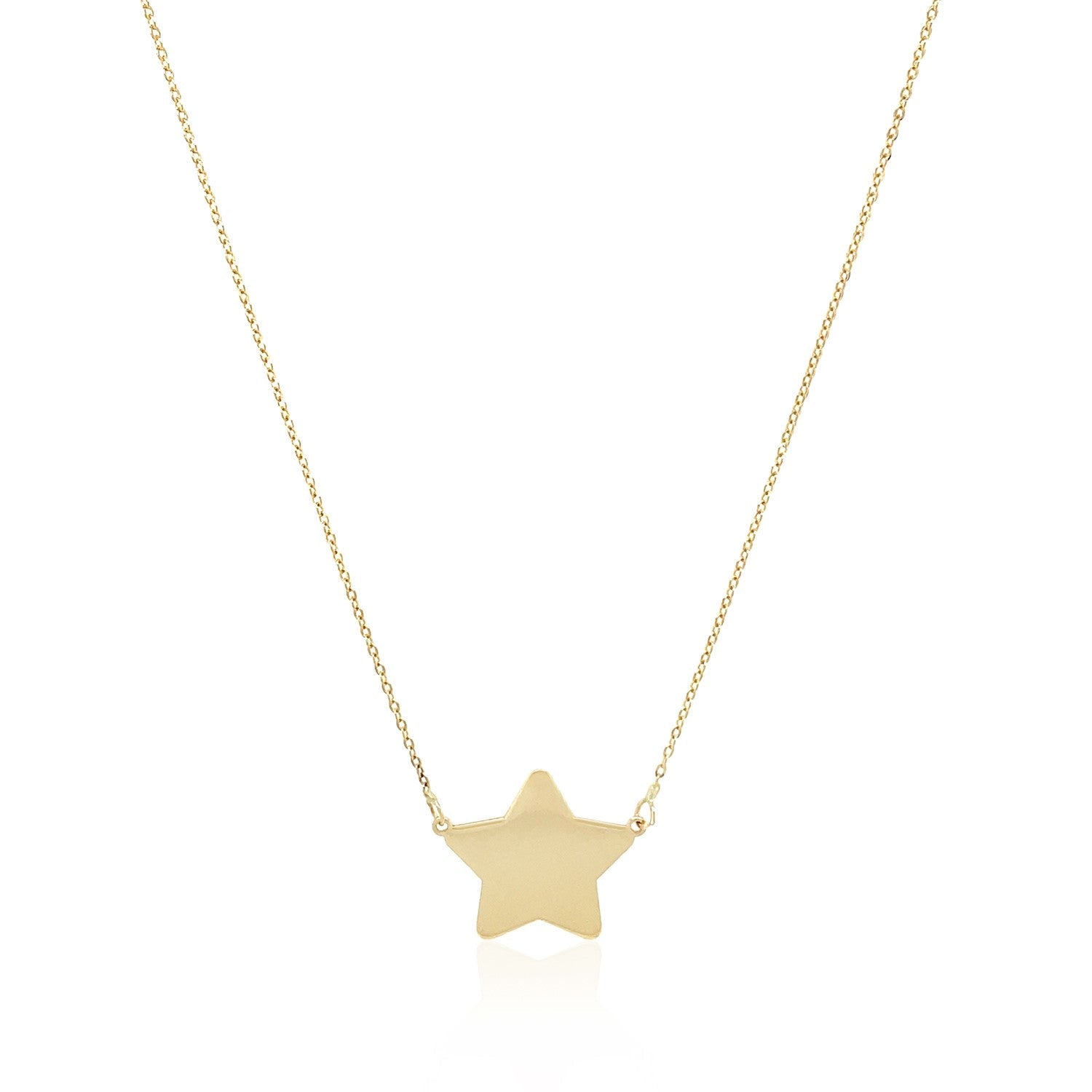14k Yellow Gold Necklace with Five Pointed Star-1