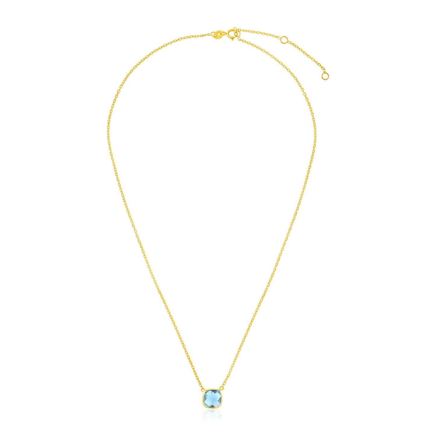 14k Yellow Gold 17 inch Necklace with Cushion Blue Topaz-0
